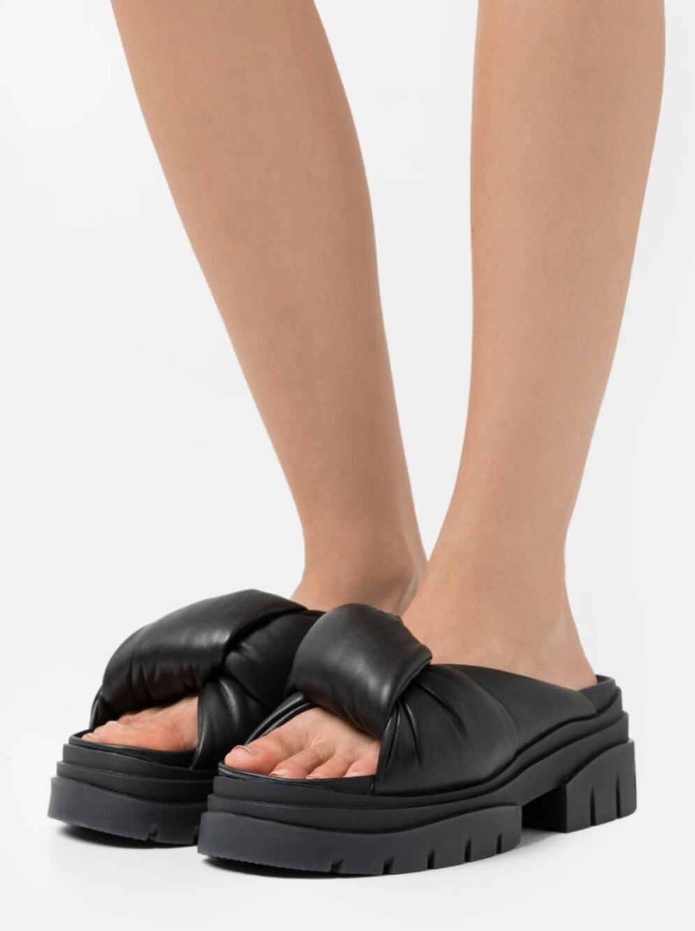 ASH Shilo Leather Platform Chunky Slide Sandal Womens Black US 8